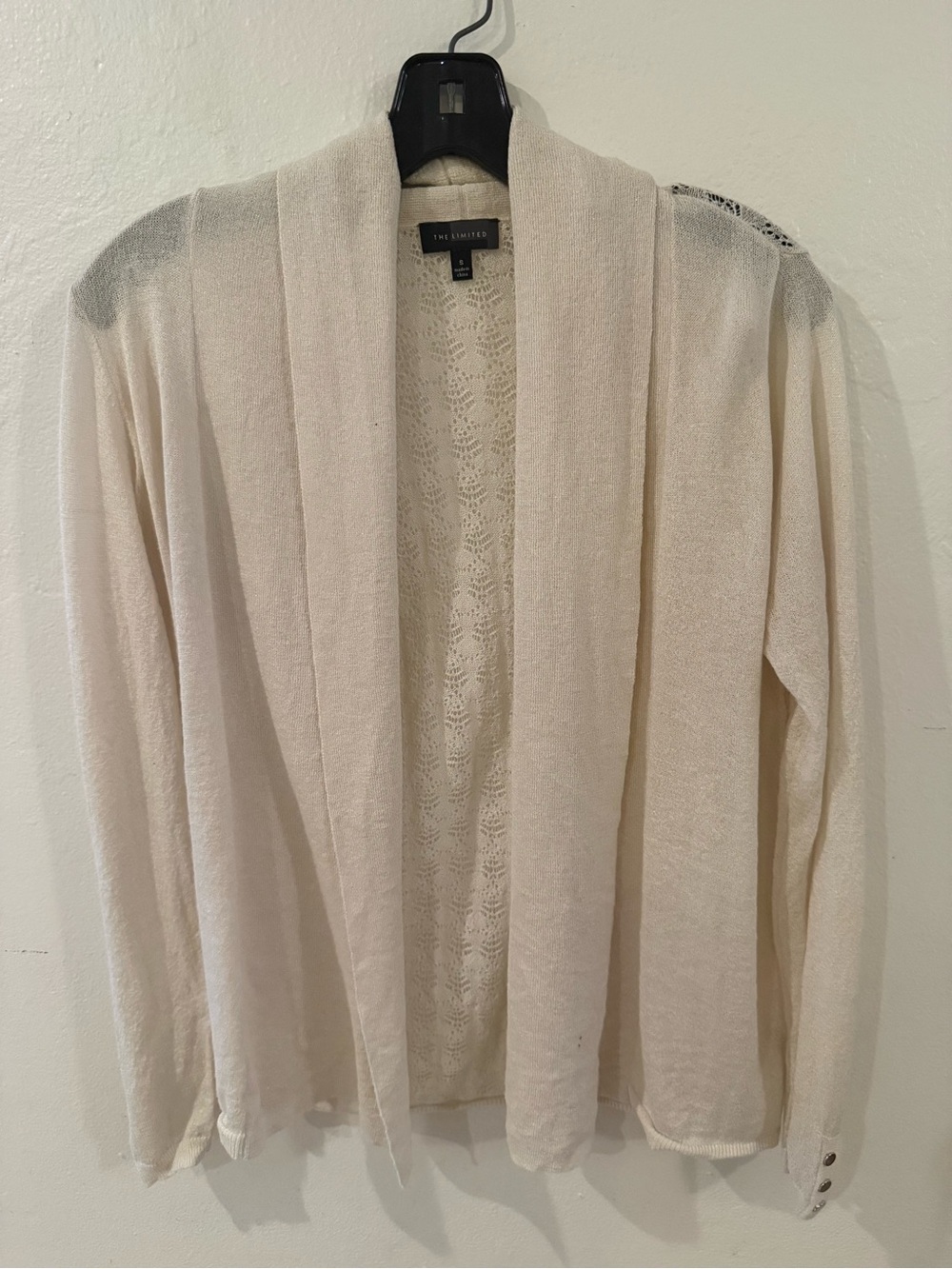 The Limited Cream Lace-Back Open Cardigan
